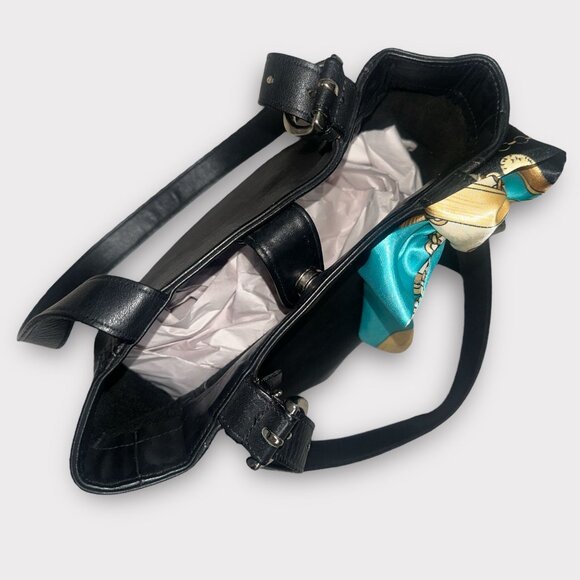 VTG Coach Waverly Soho Buckle Tote 4157 Black Leather Silver 90s Made in Dom Rep - Picture 7 of 8